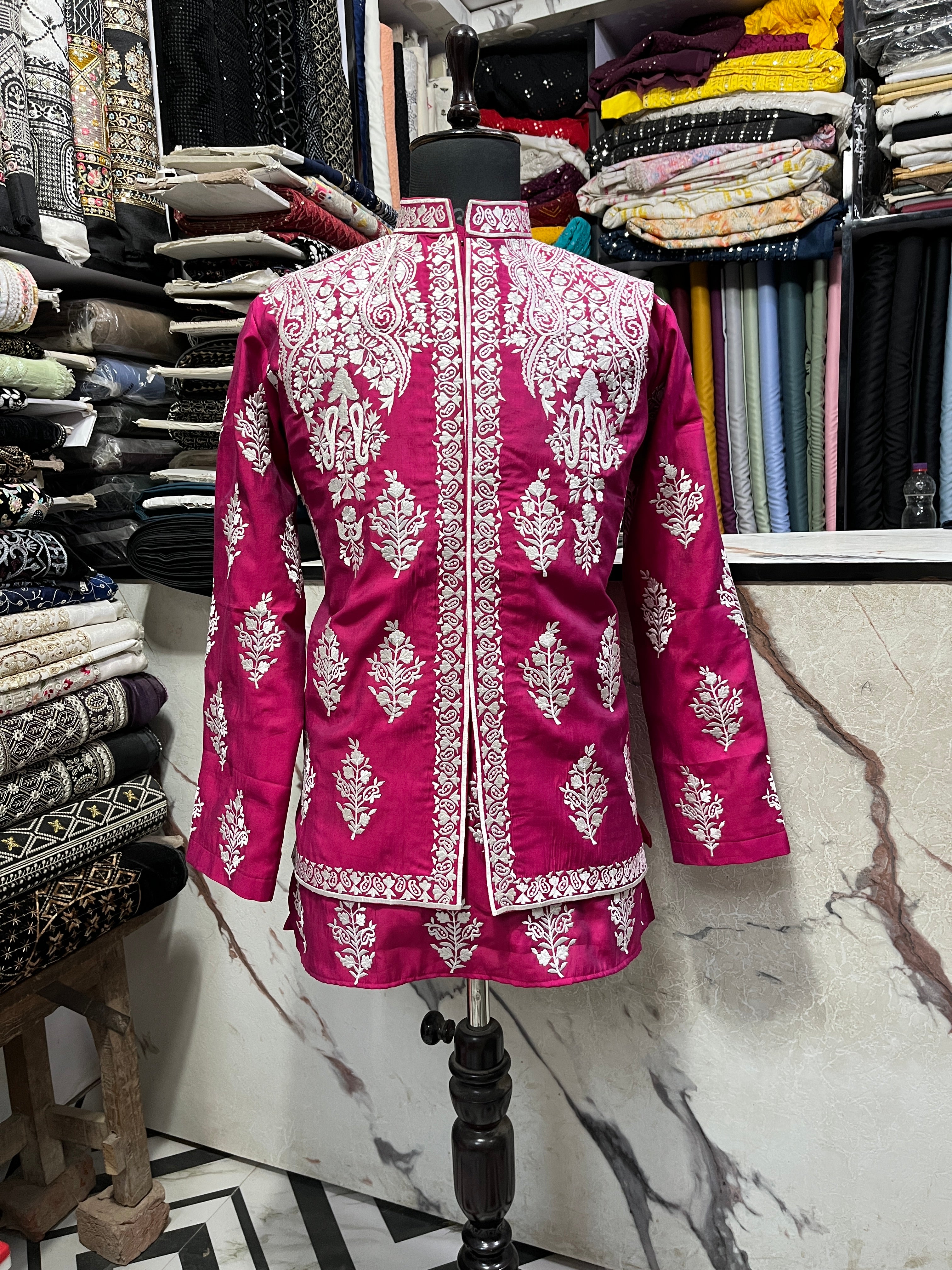 Mayank Chawla Style Dark Pink Waistcoat Set