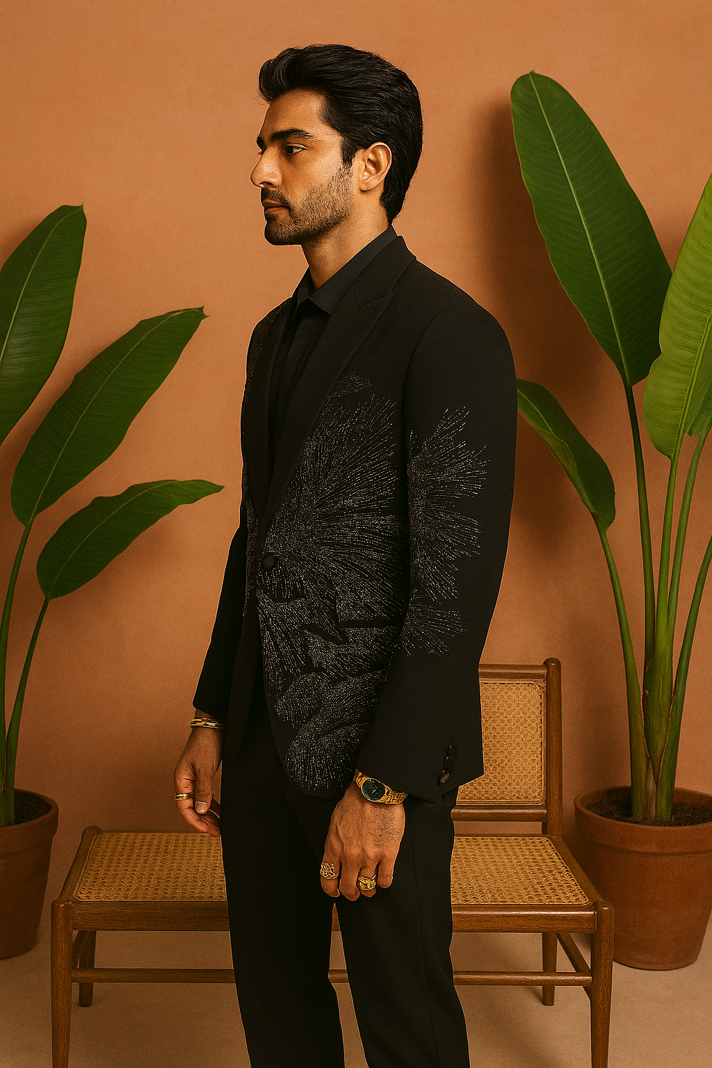 Luxury evening wear tuxedo with crystal accents – KPH Outfits