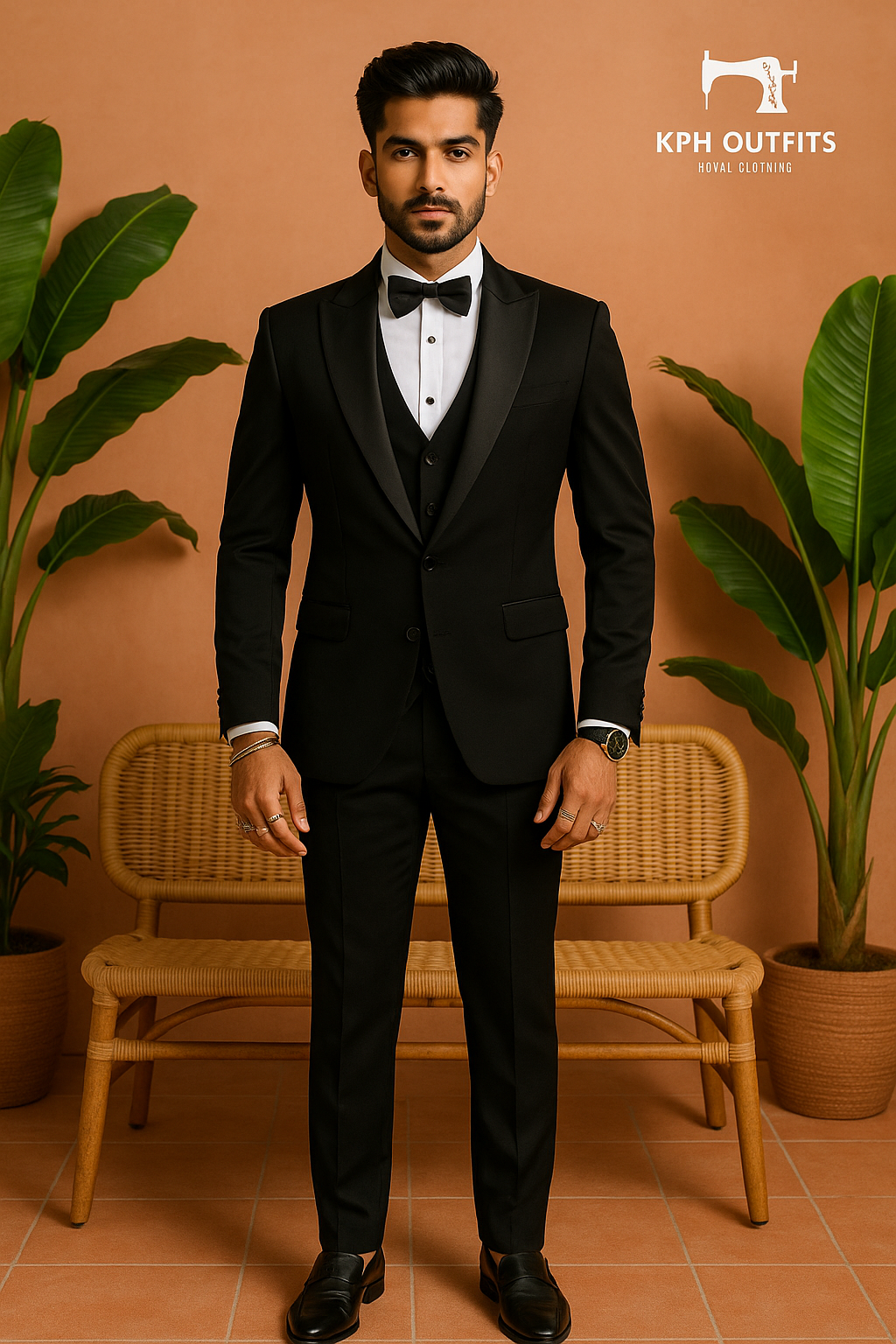 Men's Black Peak Lapel Classic Tuxedo Suit by Kph Outfits – Elegance Perfected