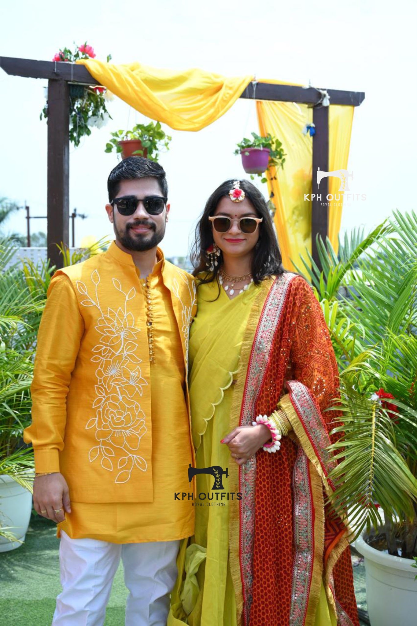 Mustard Beads Embellished Open Bundi Set - Haldi Ceremoney Special Koti Set - Kph Outfits