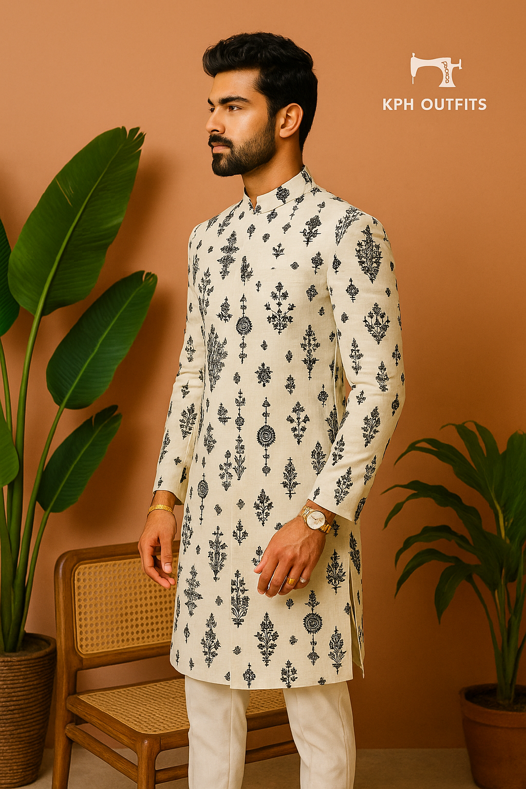 Men's Exclusive Wedding Special Ivory Embellished Sherwani Set - Royal Elegance by KPH Outfits