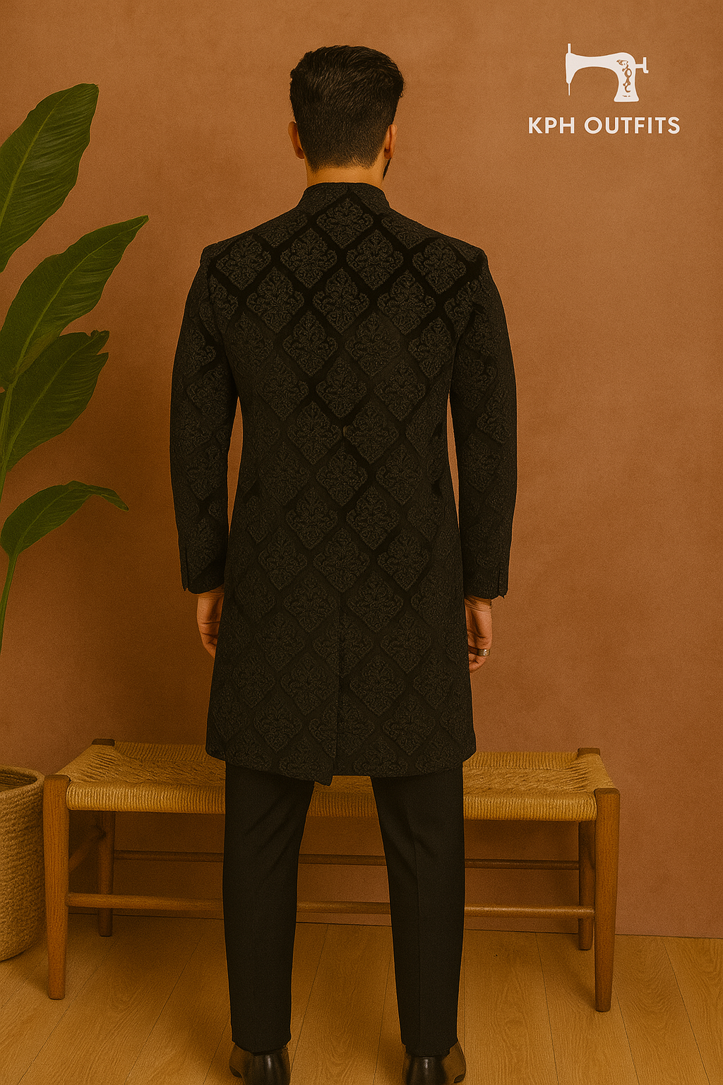 Men's Exclusive Black Velvet Classic Open Jodhpuri Set – Luxury Designer Wear by KPH Outfits