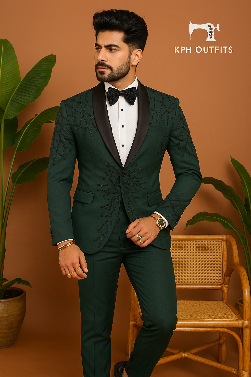 Men's Handcrafted Cut Dana Work Tuxedo Suit - Elegant Black Formal Wear by KPH Outfits