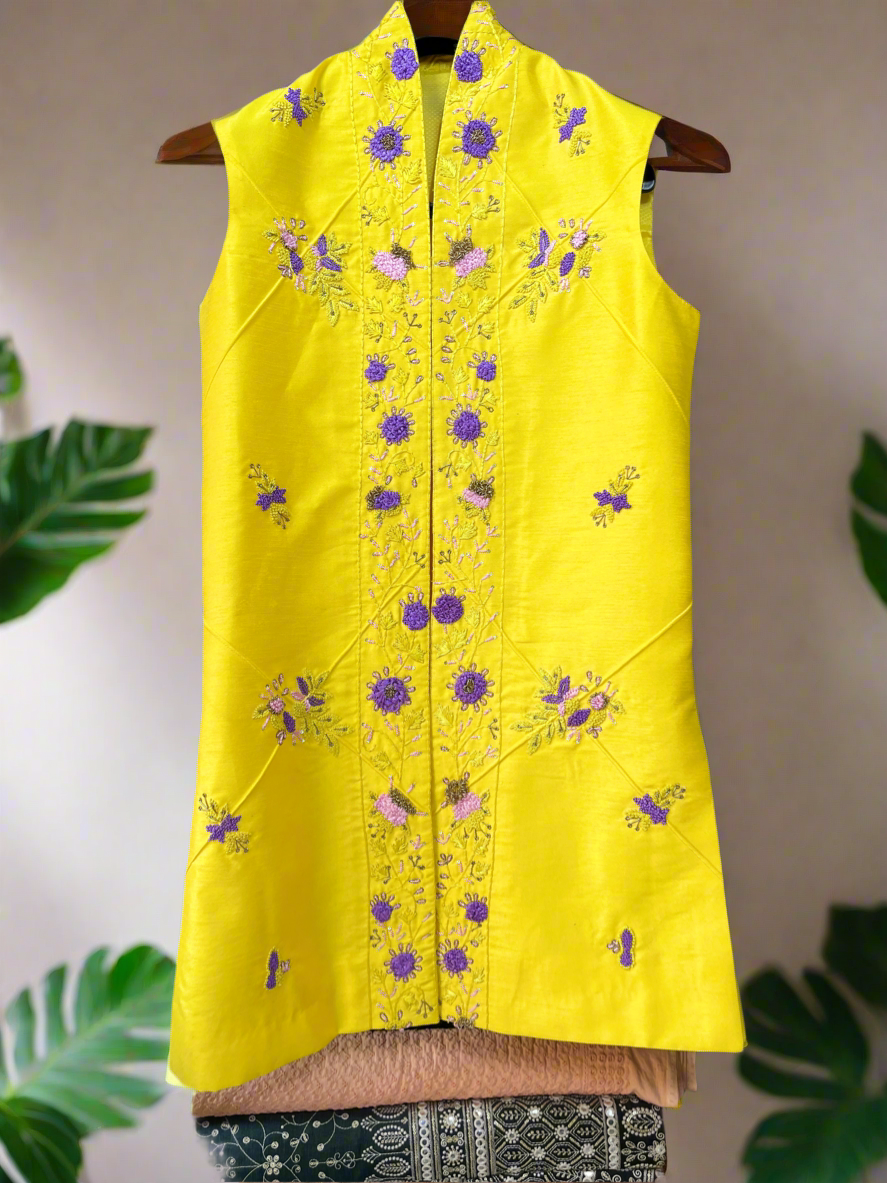 Haldi Special Handcrafted Zardozi Work Long Jacket - KPH Outfits