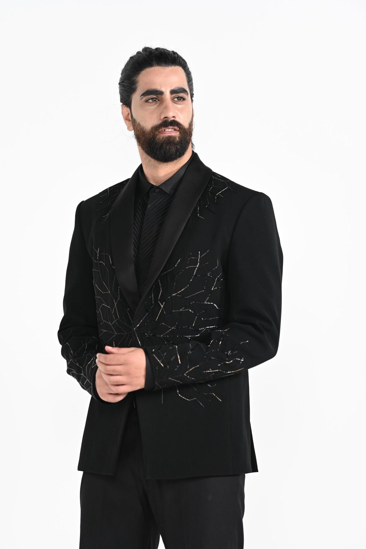 Men's Black Handcrafted Cut dana Work Tuxedo Suit