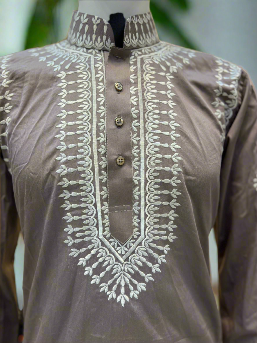 Threadwork detailed kurta set for weddings and events.