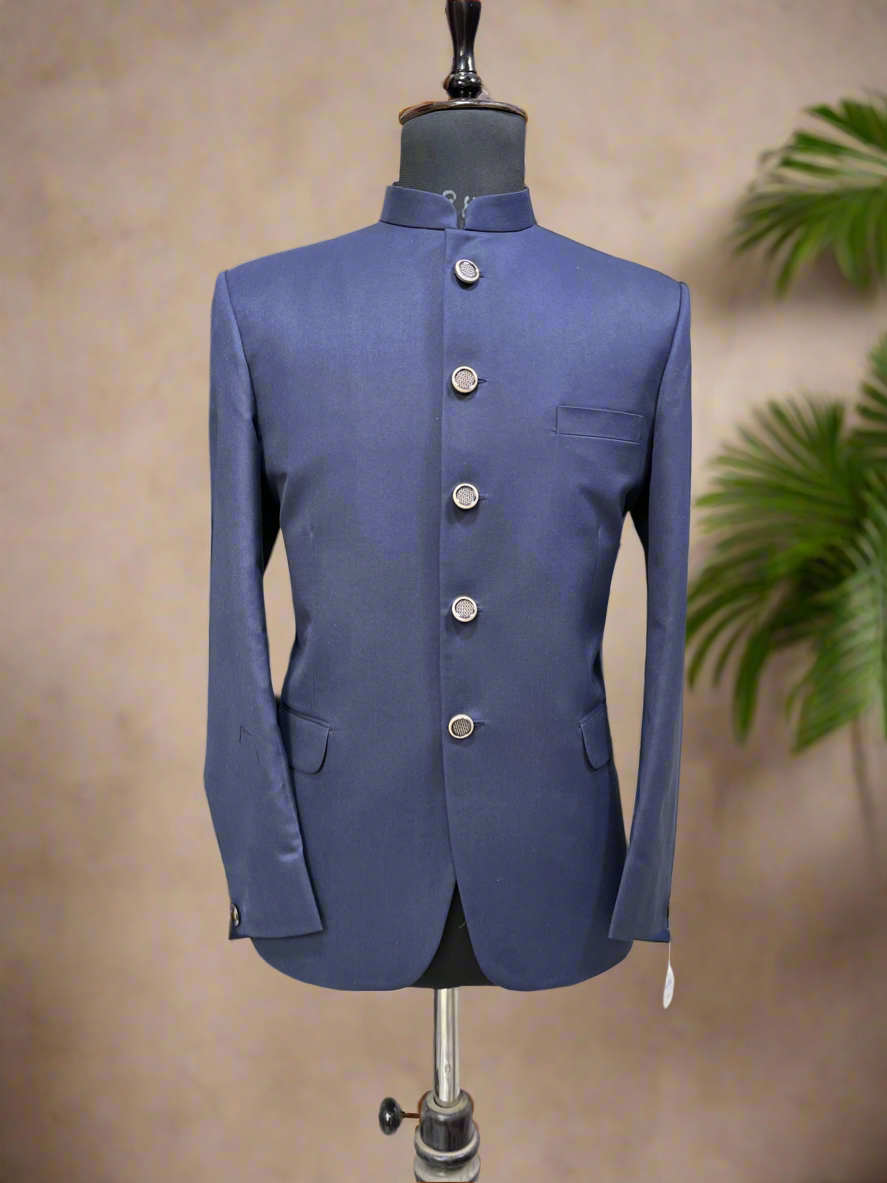 Men's Navy Blue Classic Bandhgala Suit – Premium Wedding and Formal Wear by KPH Outfits