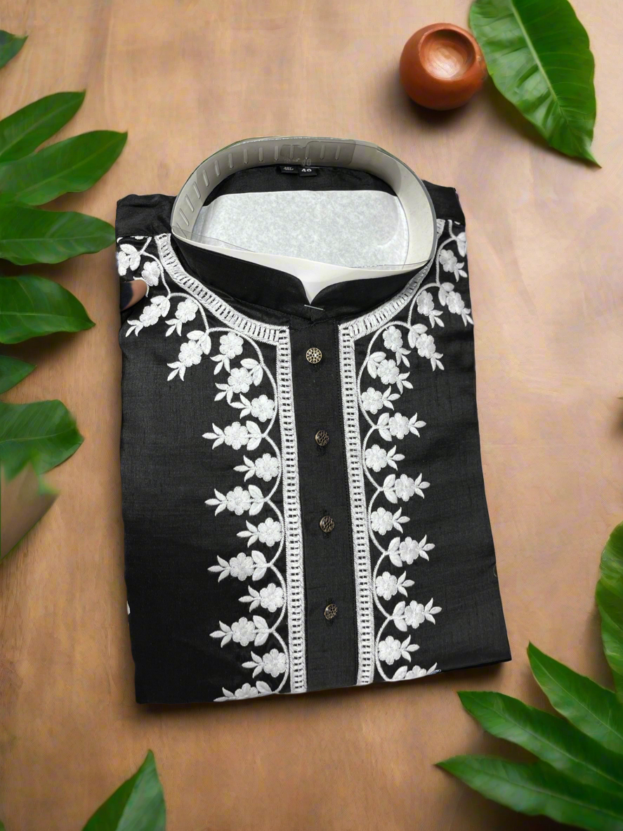 Tailored cotton silk kurta set for men’s traditional events.