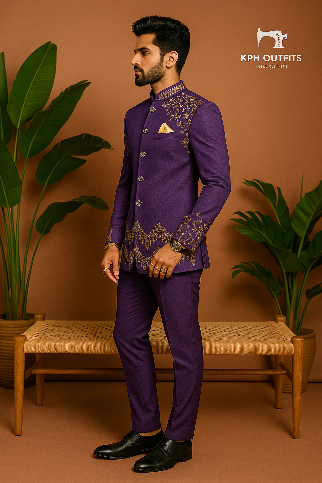 Men's Exclusive Purple Zardozi Work Jodhpuri Set – Luxury Wedding Wear by KPH Outfits
