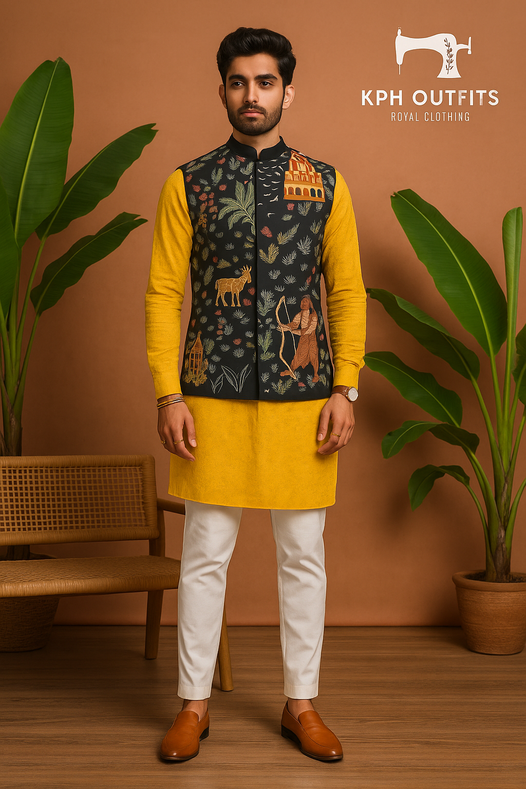 Special Customise Designer Shree Ram Embellished Waistcoat Set - KPH Outfits