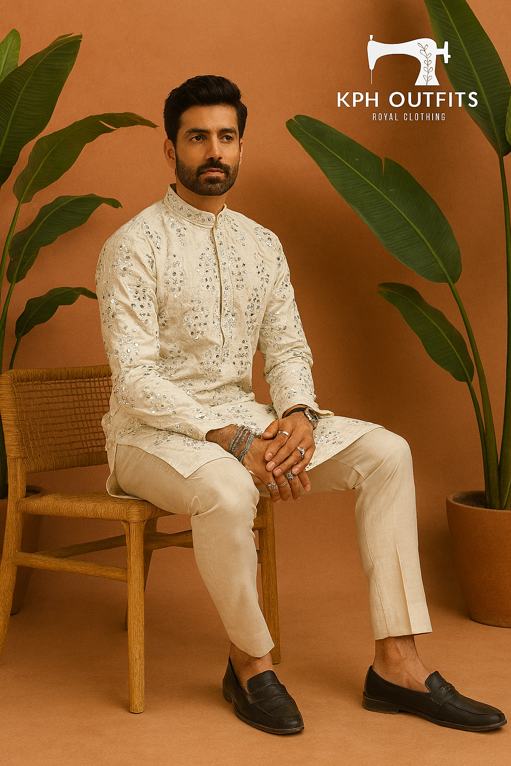 Men's Exclusive Real Mirror Style Kurta  Set