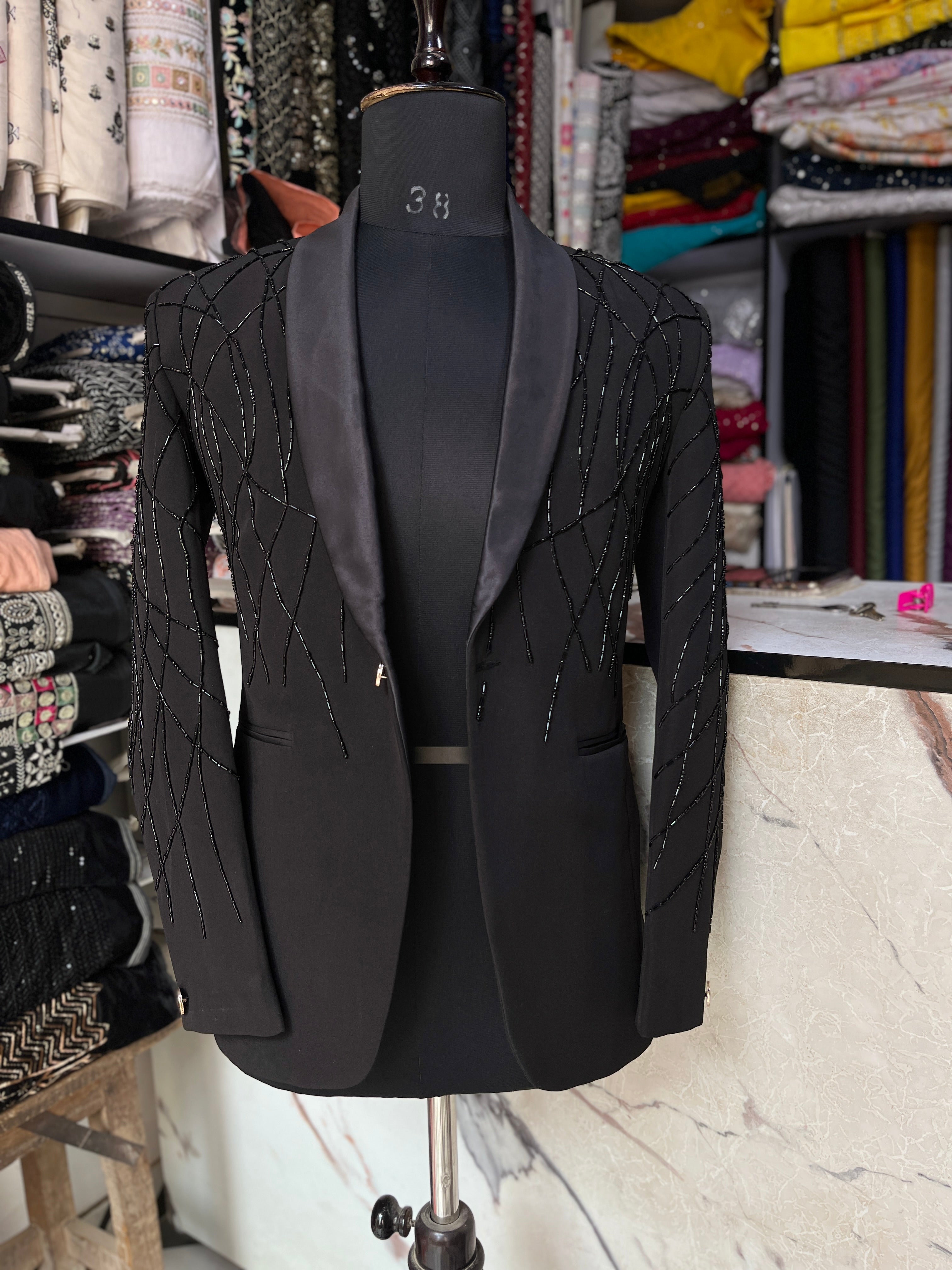 Men's Black Handcrafted Tuxedo Suit