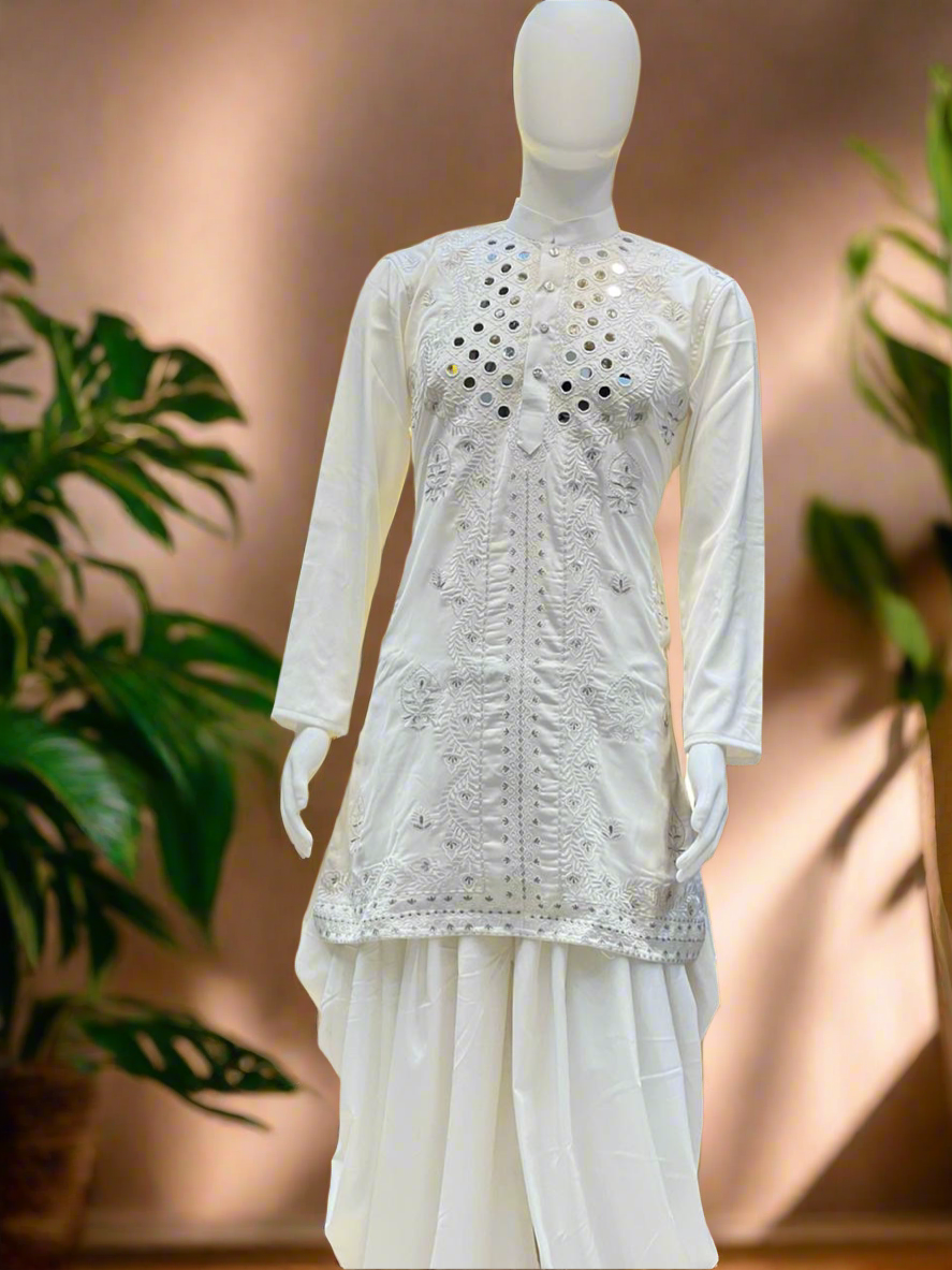 "Men's black kurta set with real mirror work - KPH Outfits"
