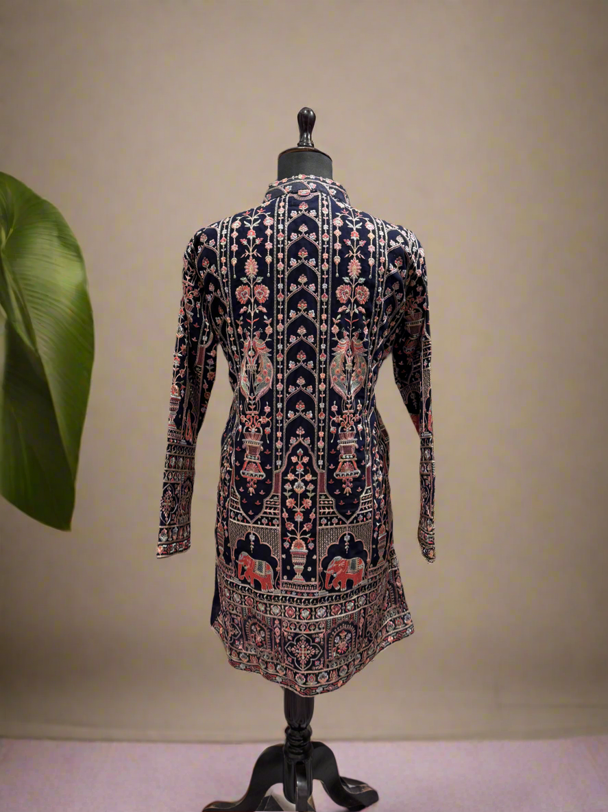 Wedding and Festival Navy Blue Designer Embellished Kurta Set