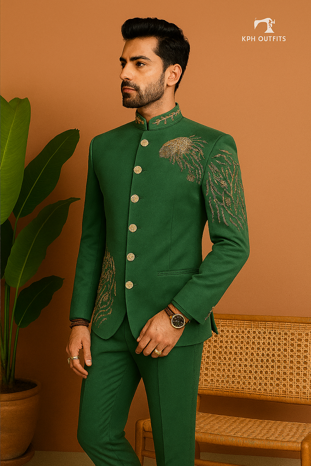 Men's Exclusive Tiger Embellished Jodhpuri Set – Luxury Wedding Wear by KPH Outfits