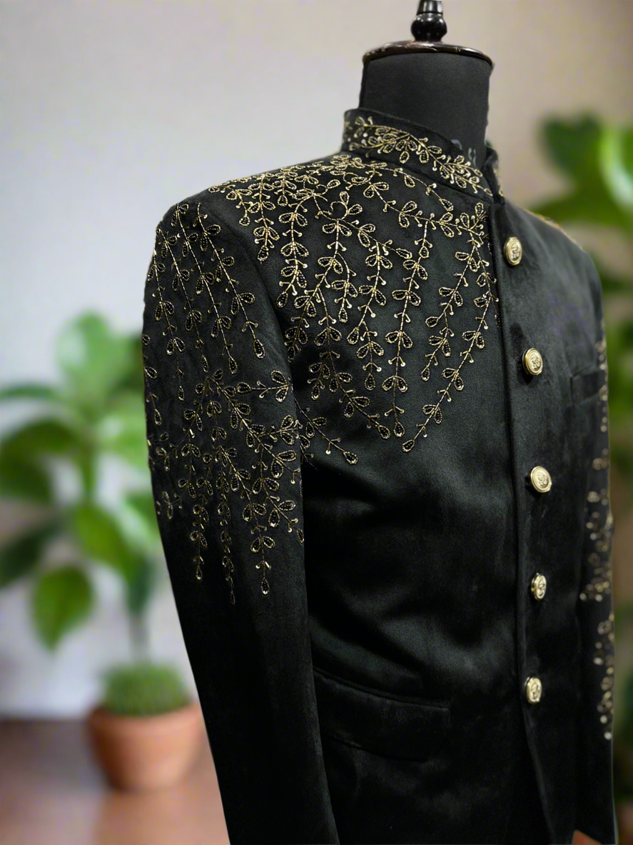 Handcrafted Golden Cut Dana Work Jodhpuri for Weddings
