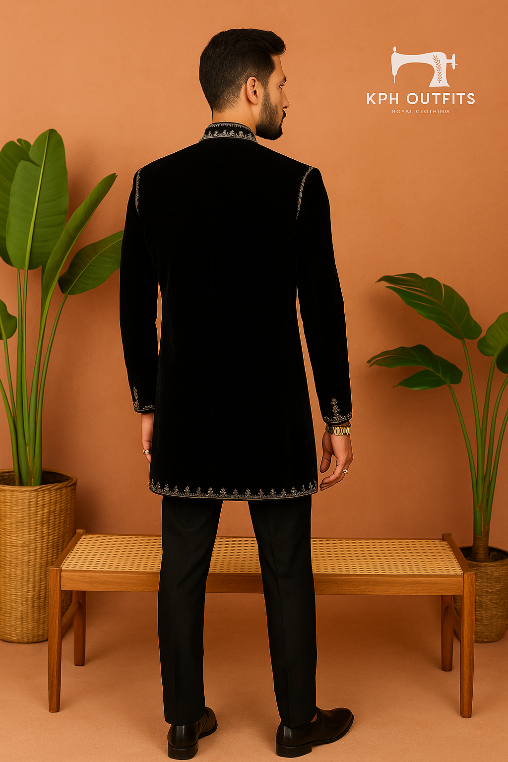 Men's Black Velvet Multi-Colour Thread Embellished Jodhpuri Set – Luxury Wedding Wear by KPH Outfits