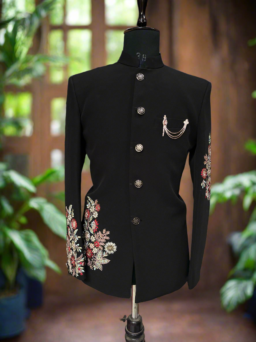 Men s Black Bandhgala Jodhpuri Set by Kph Outfits Regal Ethnic Elega Kph Outfits Royal Clothing