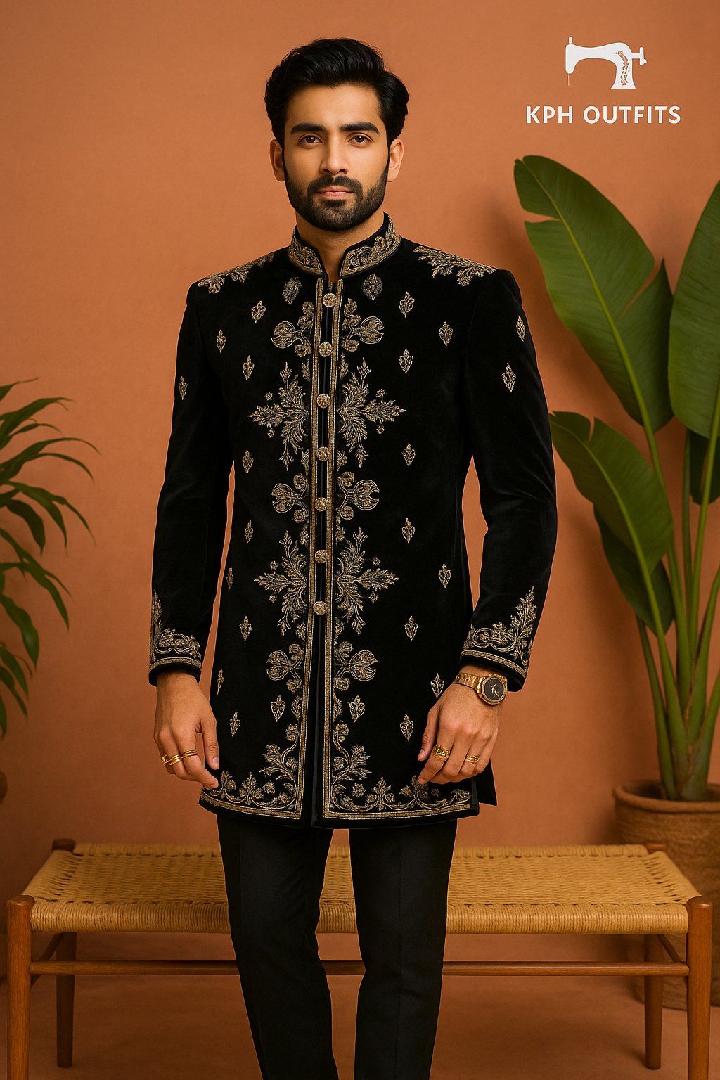 Men's Exclusive Velvet Handcrafted Bandhgala Jodhpuri Set – Luxurious Designer Wear by KPH Outfits