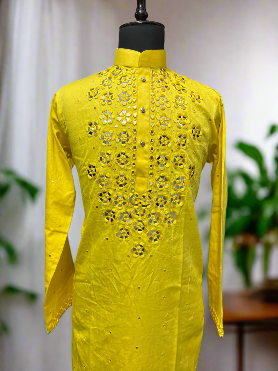 Traditional Men's Yellow Kurta Set for Weddings and Haldi Ceremonies