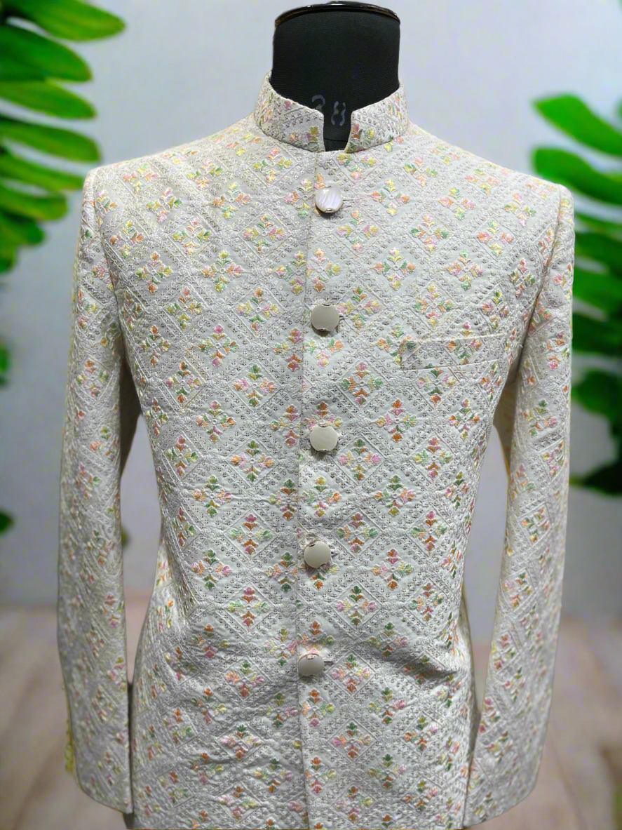 Men's White Exclusive Designer Wedding Jodhpuri Set by KPH Outfits