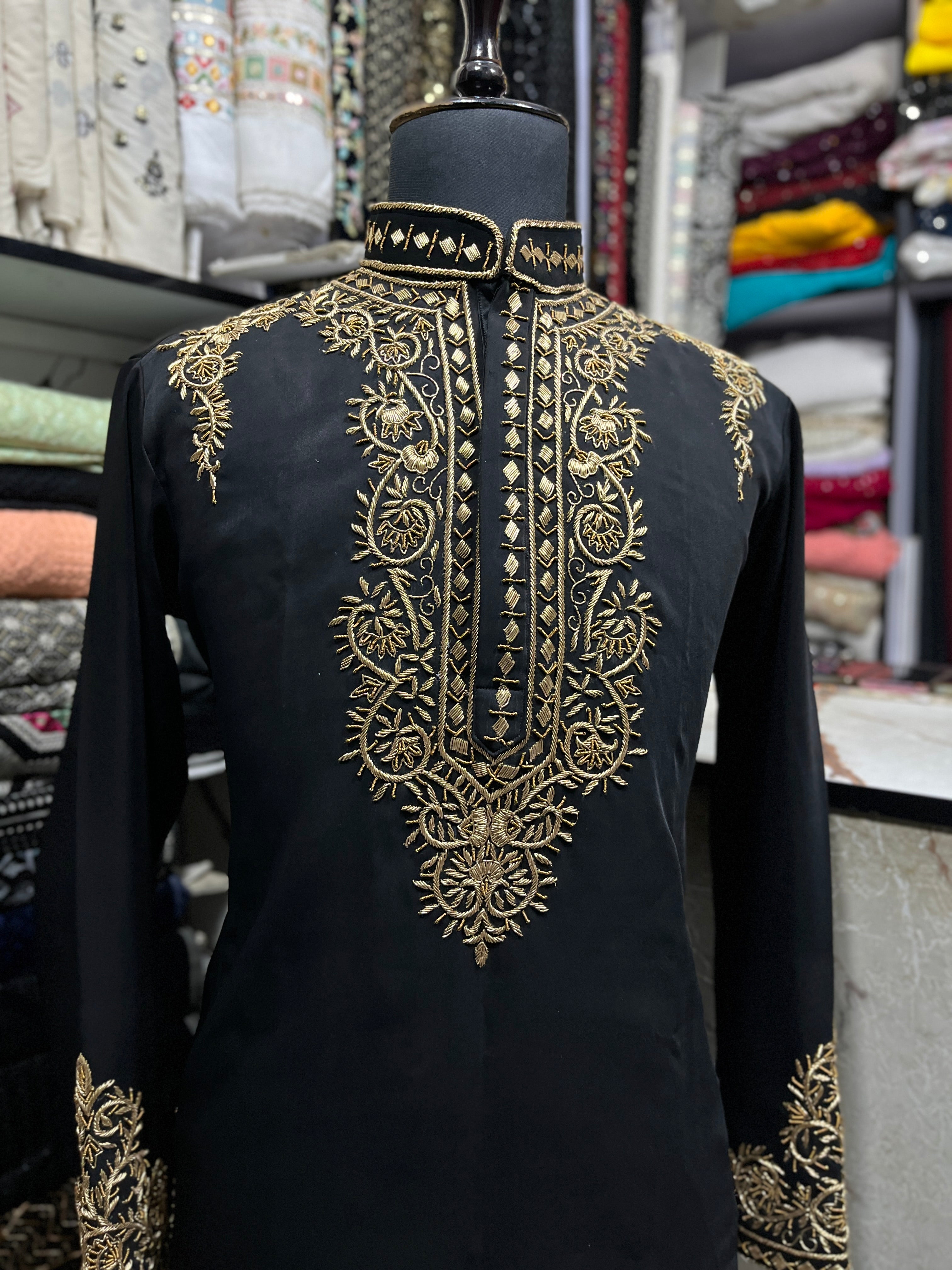 Handcrafted Golden Zardozi Work Embroidery Kurta Set