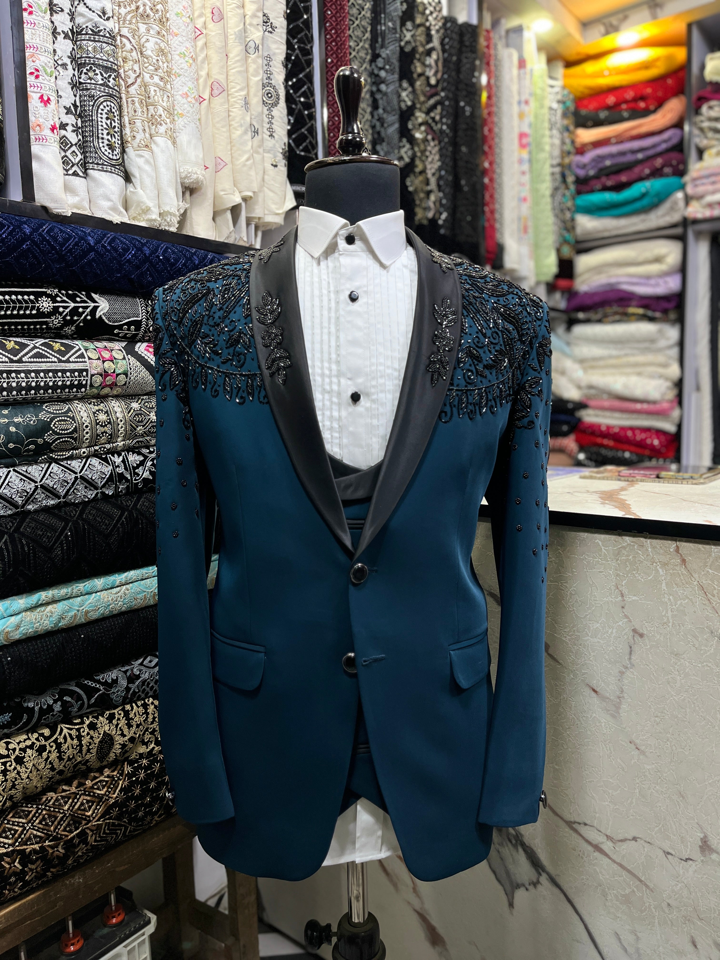 Men's Turkish Handcrafted Shawl Lapel Tuxedo Suit