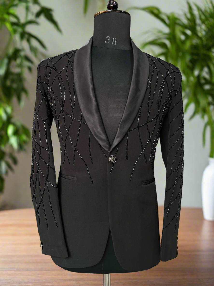 Men's Black Handcrafted Shawl Lapel Tuxedo Suit - Elegant Formal Wear by KPH Outfits