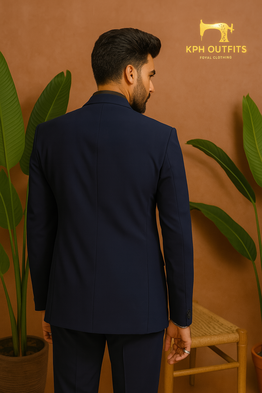 Men's Navy Blue Peak Lapel Classic Tuxedo Suit