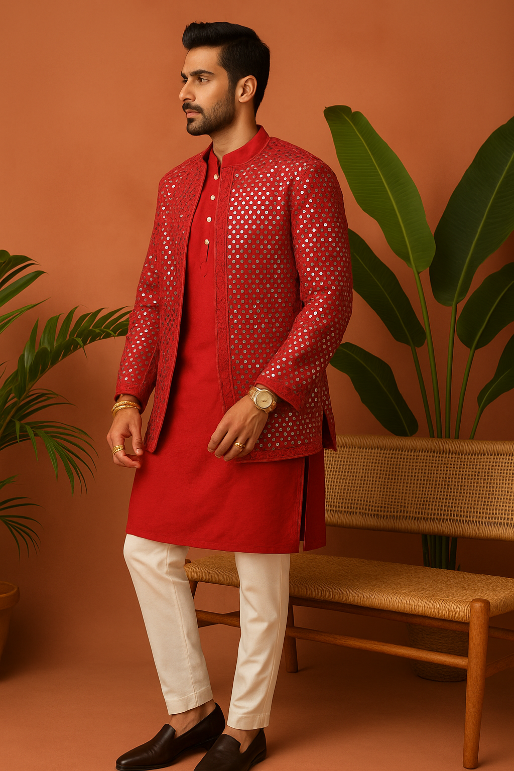 Designer real mirror work ethnic jacket and trousers – KPH Outfits