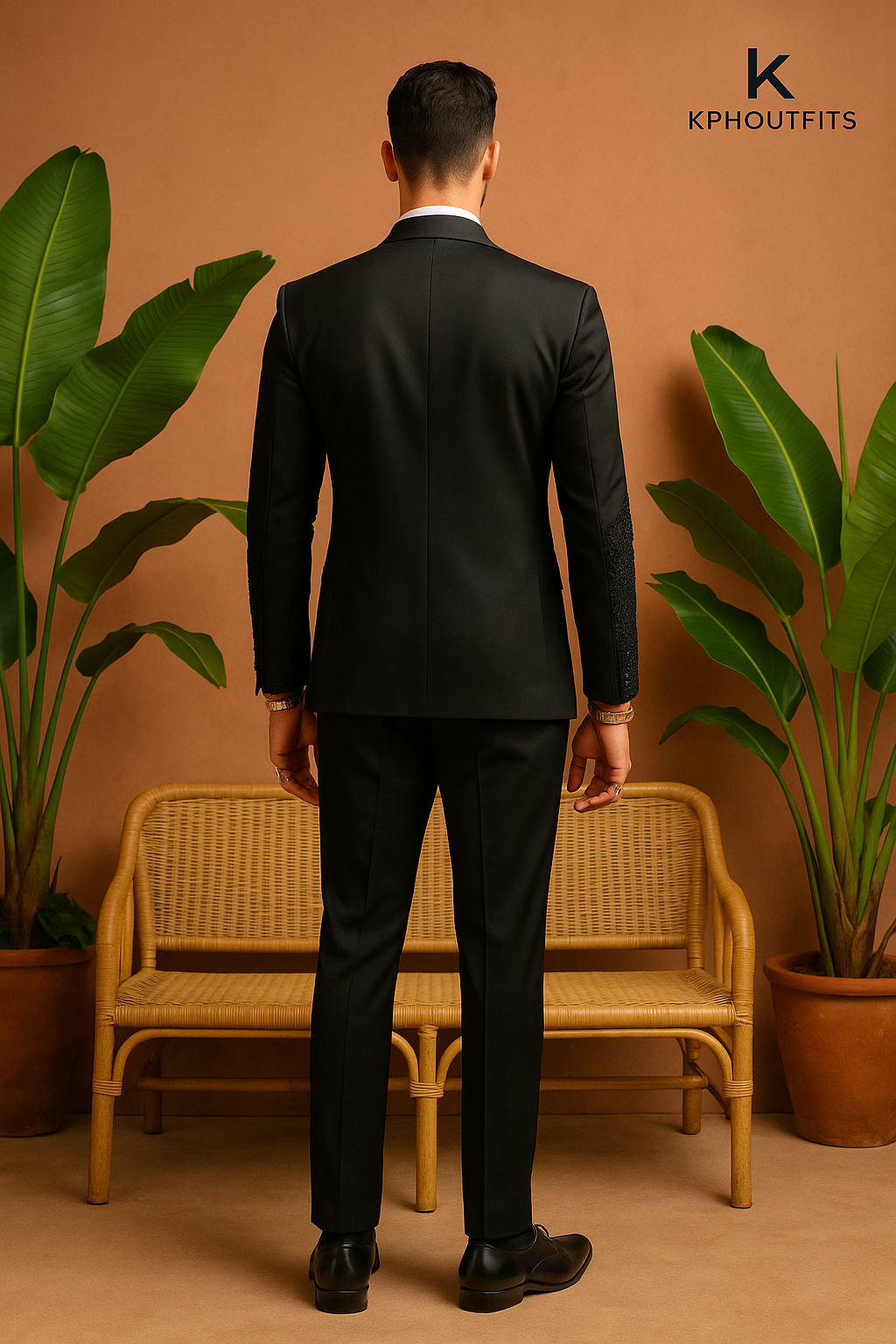 Men’s Black Handcrafted Cut Dana Work Tuxedo Suit – Elegant Designer Men’s Attire for Special Occasions