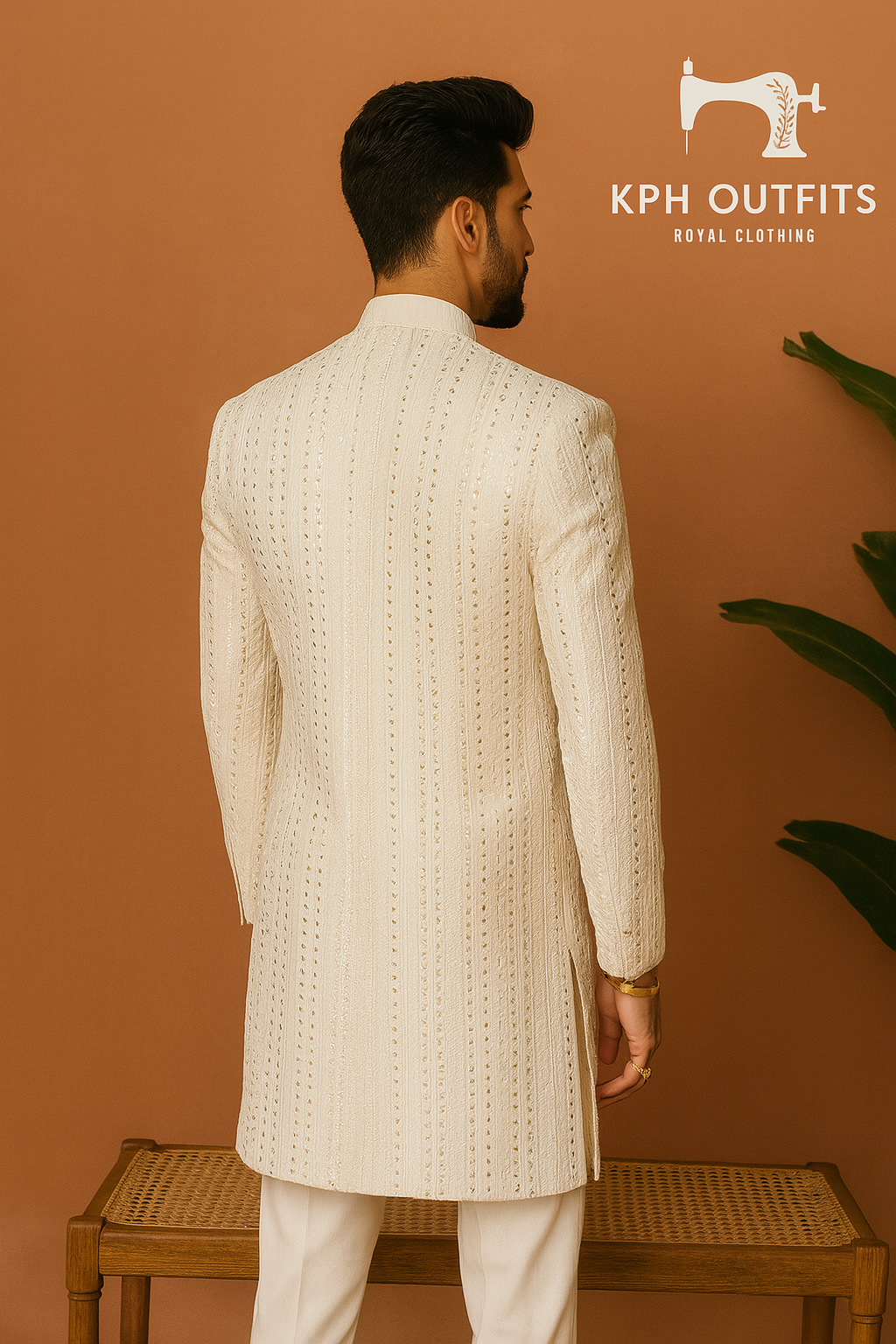 Men's Exclusive Ivory Cut Style Indo-Western Set - Timeless Elegance by KPH Outfits