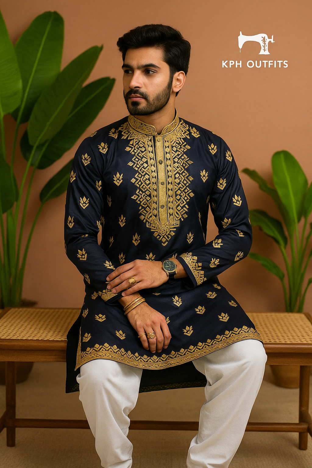Men's Exclusive Sangeet Special Leather Work Style Kurta Set - KPH Outfits