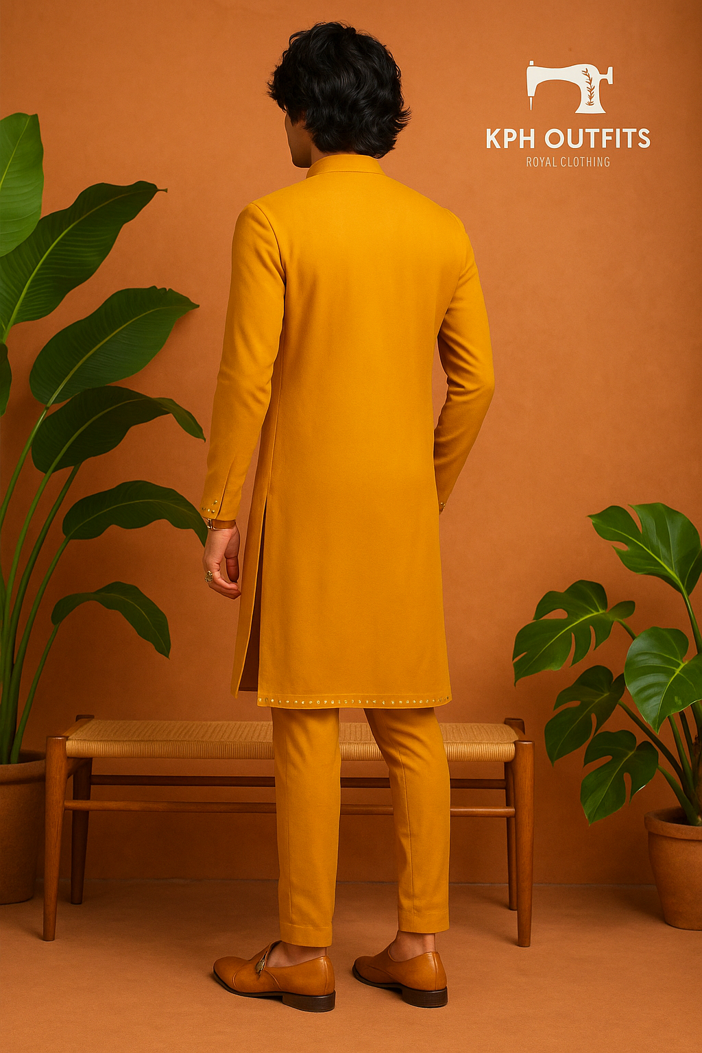 Men's Exclusive Orange Real Mirror Stylish Indo-western Set - KPH Outfits