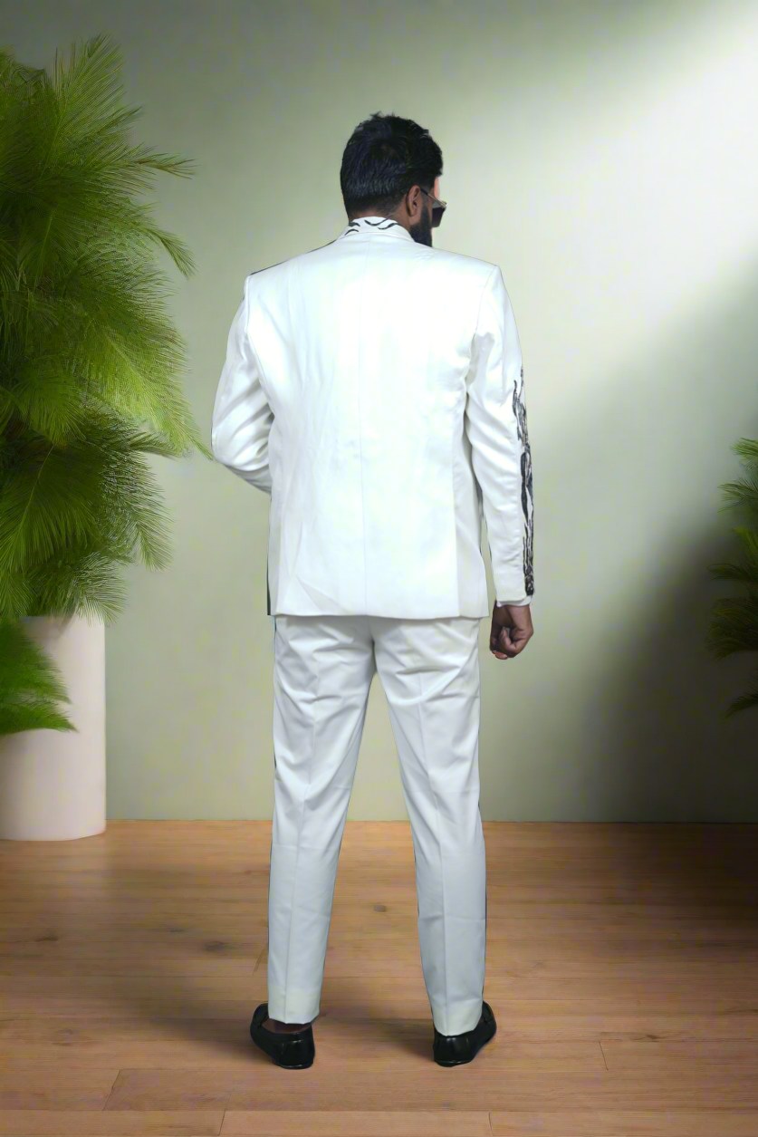 Luxury white wedding tuxedo for grooms and groomsmen