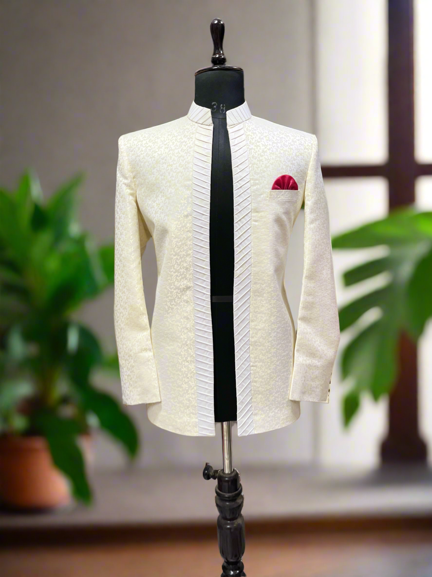 Designer Jodhpuri set for grooms with intricate detailing