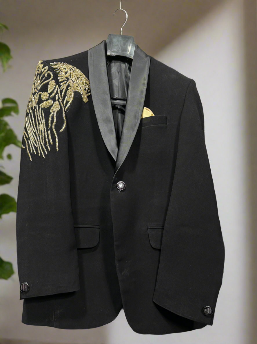 Designer tuxedo suit for weddings with intricate detailing