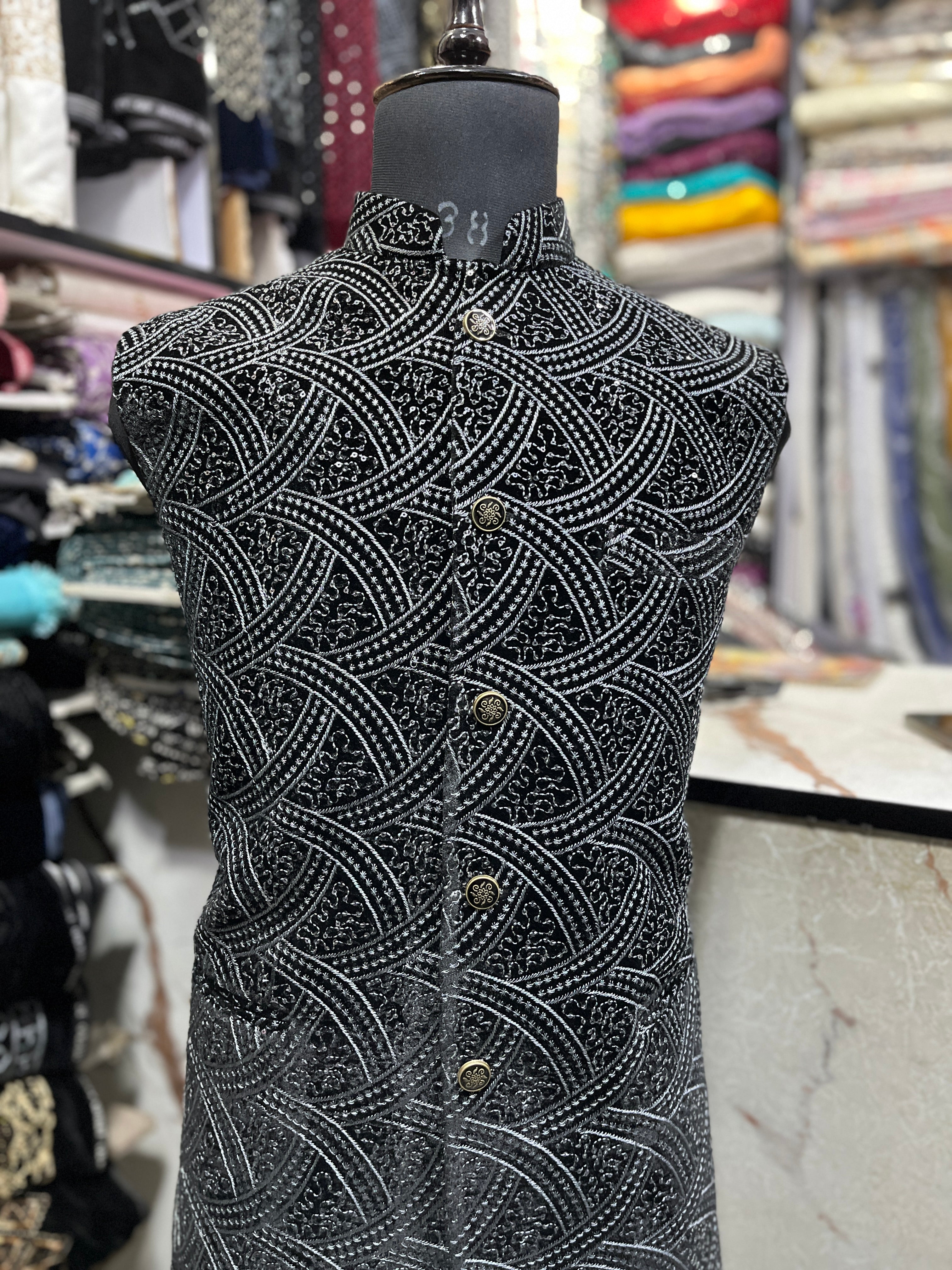 Men's Black Bandhgala Waistcoat