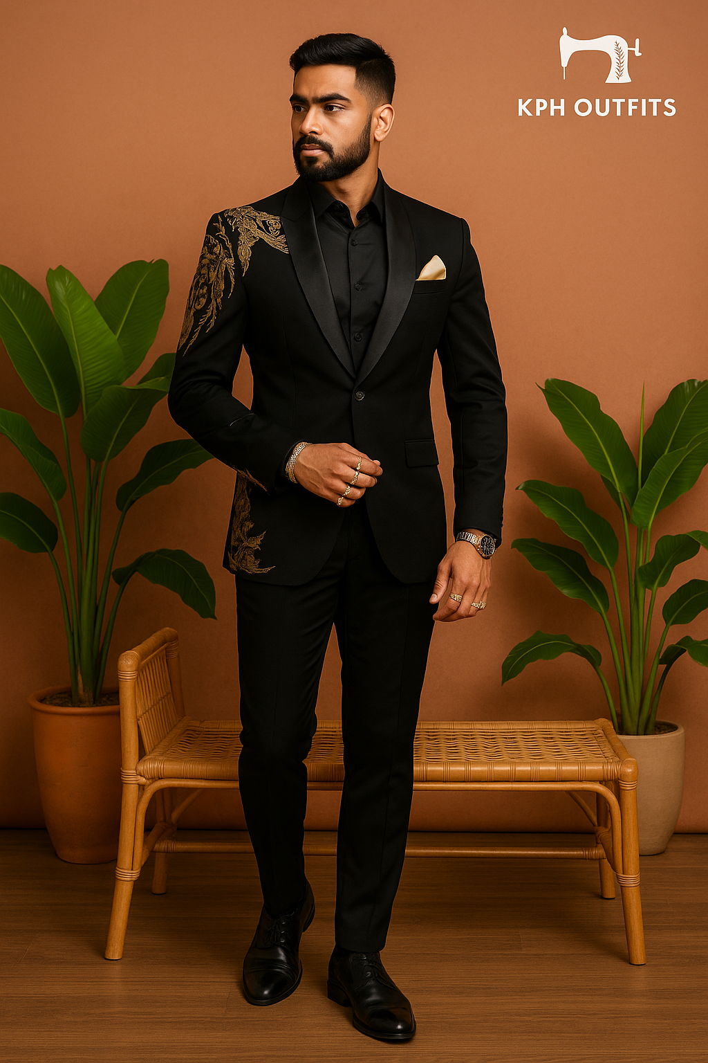 Men's Exclusive Tiger Handcrafted Cut Work Tuxedo Suit – Luxury Formal Wear by KPH Outfits