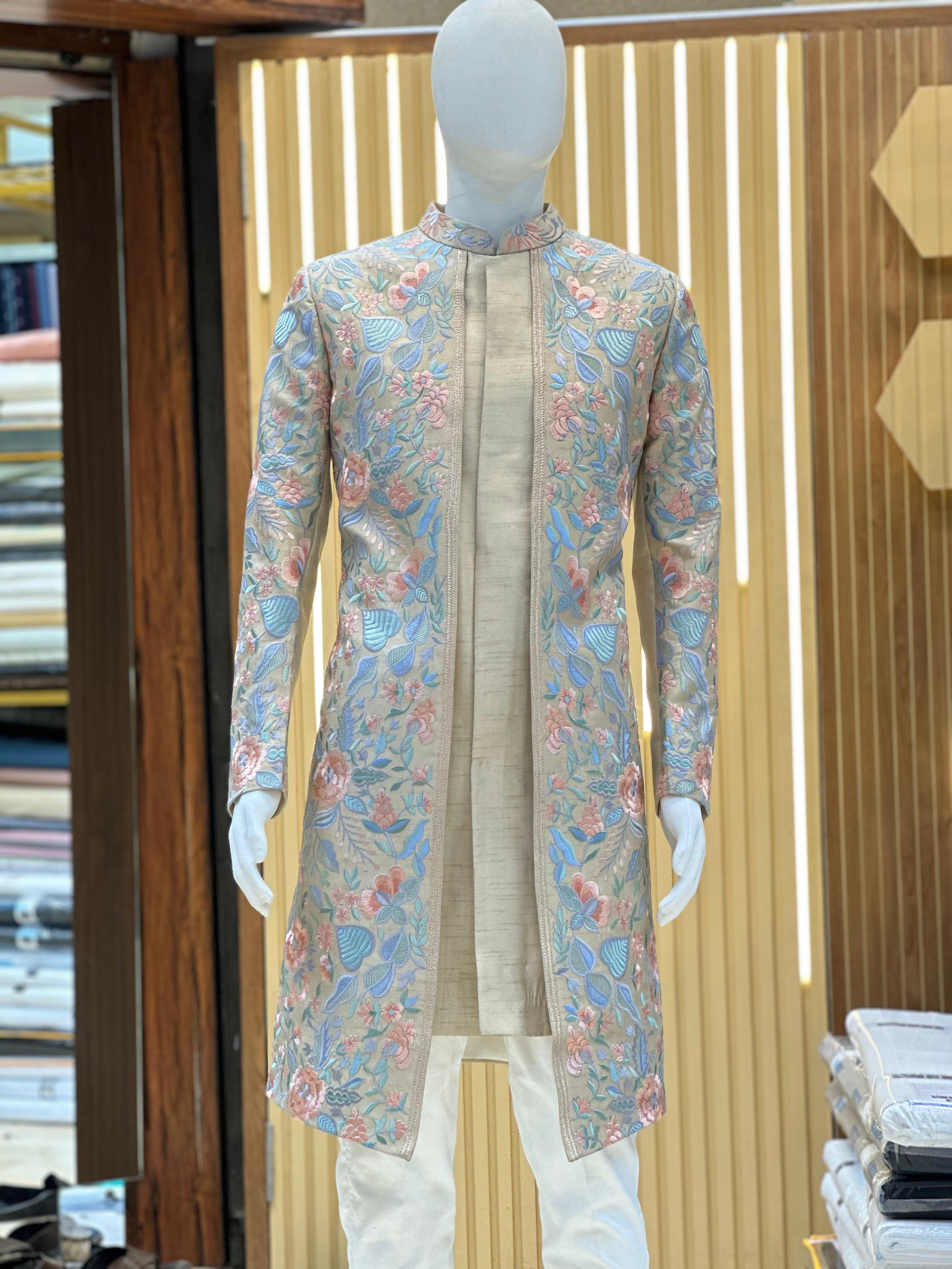 Men's Exclusive Multi Colour Thread Embroidery Indo-western Set