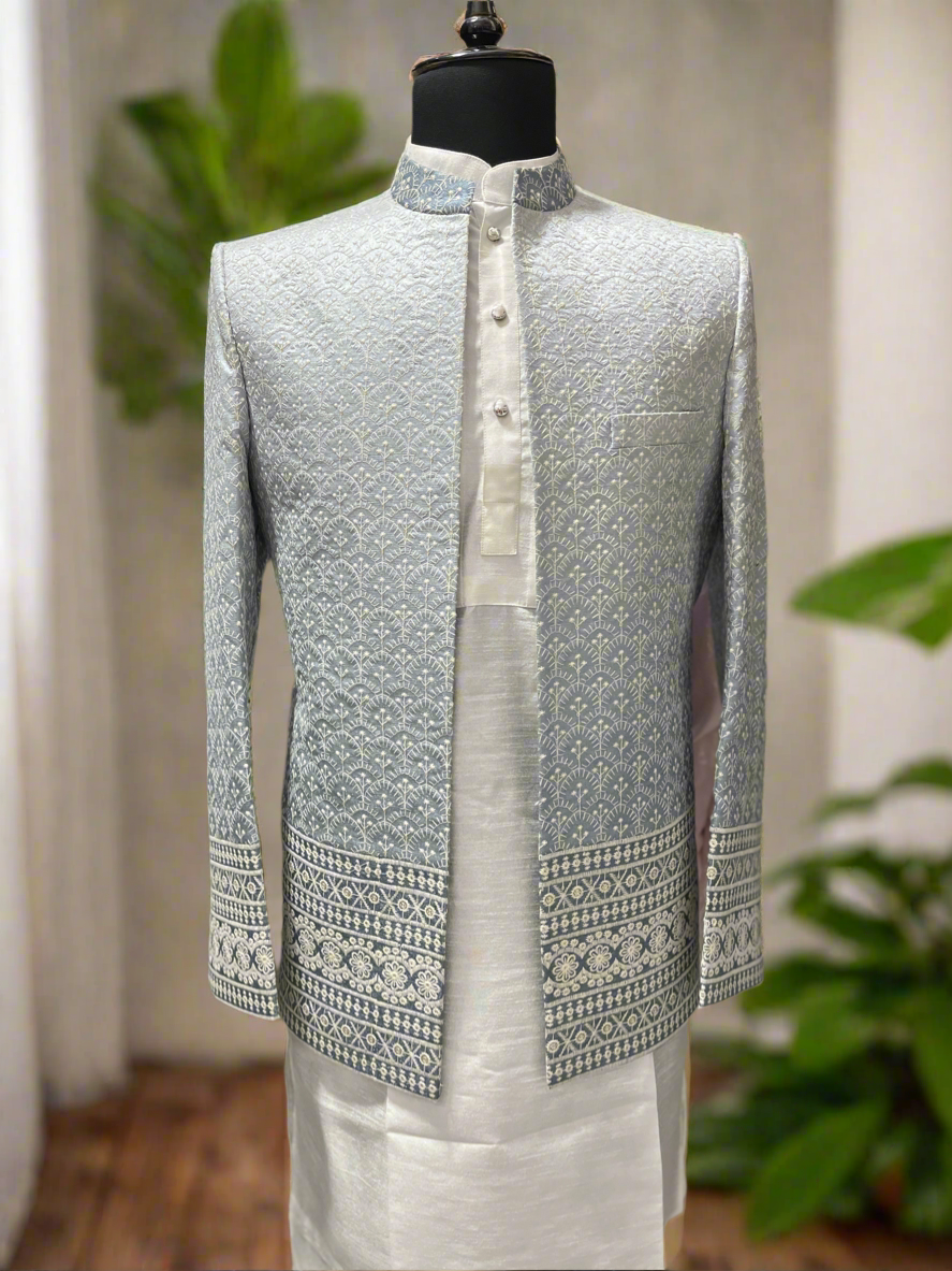 Men's Exclusive Grey Open Jodhpuri Set – Timeless Royal Attire by KPH Outfits