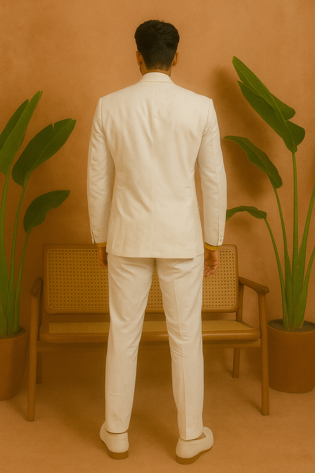 Peak lapel white velvet tuxedo for groom – KPH Outfits