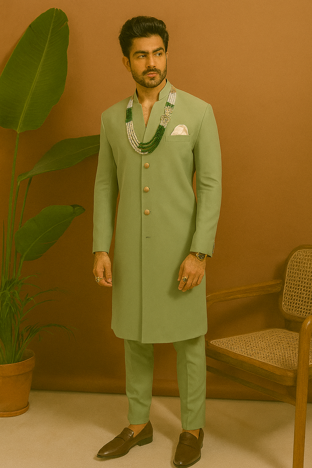 Black velvet groom outfit with tailored fit and V-neck – KPH Outfits