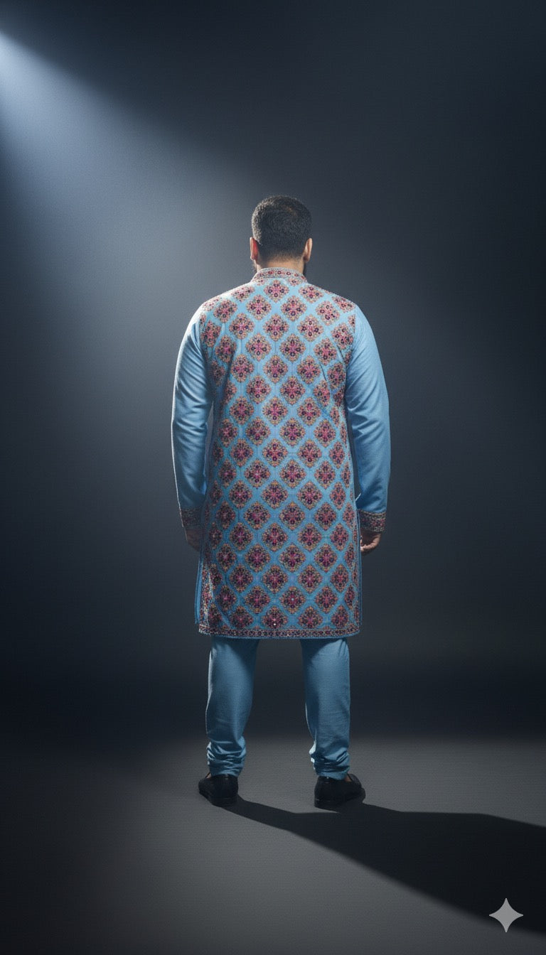 Traditional multi-color thread embroidered kurta set – KPH Outfits