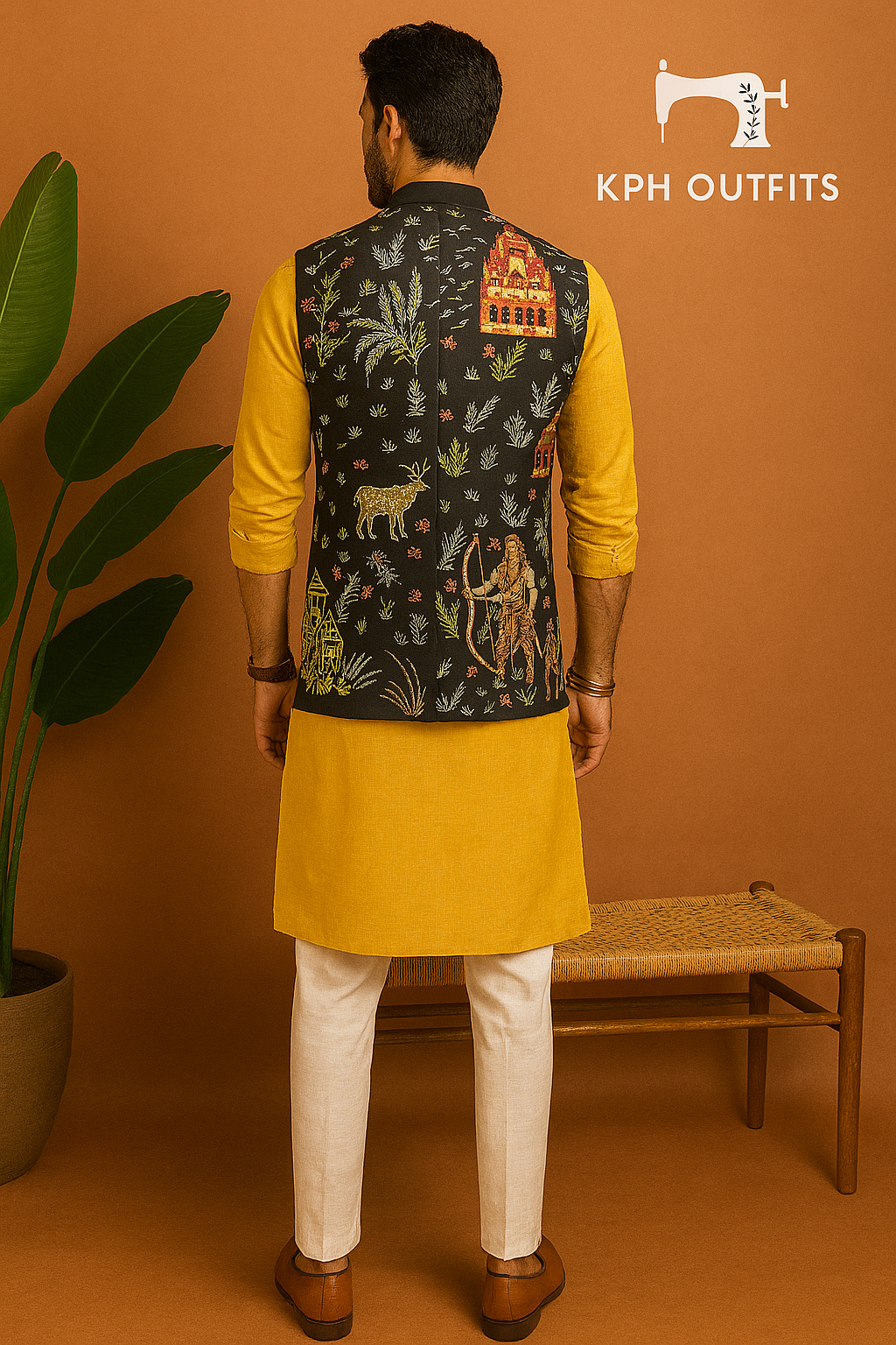 Special Customise Designer Shree Ram Embellished Waistcoat Set - KPH Outfits