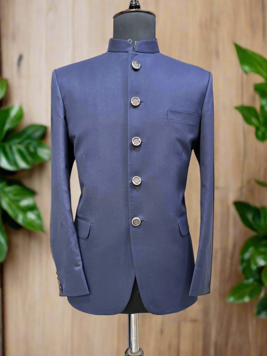 Men's Navy Blue Classic Bandhgala Suit – Premium Wedding and Formal Wear by KPH Outfits