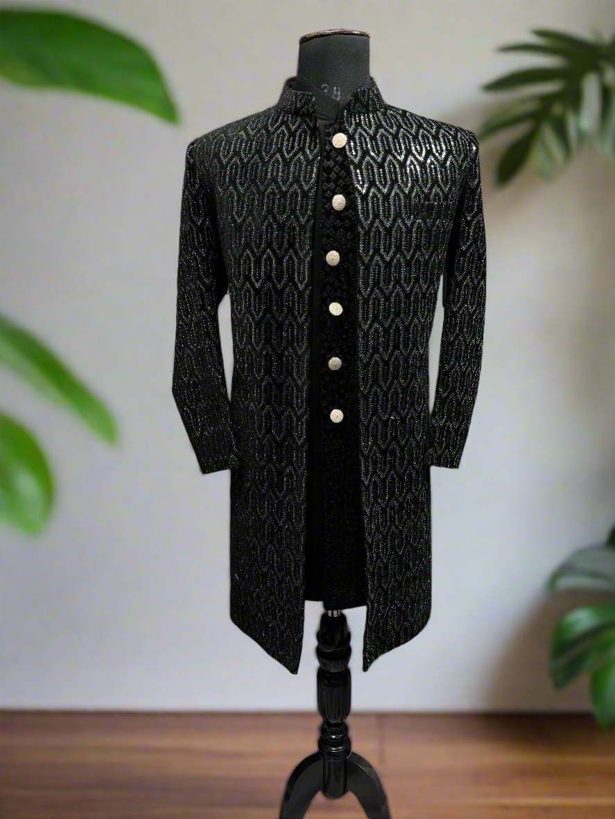 Elegant Black Velvet Indo-Western Outfit