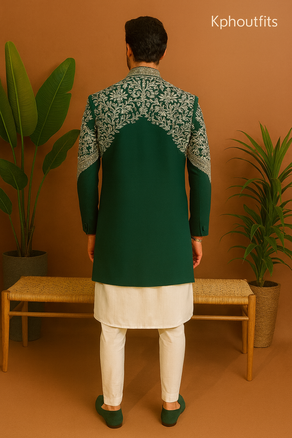 Elegant Mehndi Ceremony Groom outfit in Japanese fabric