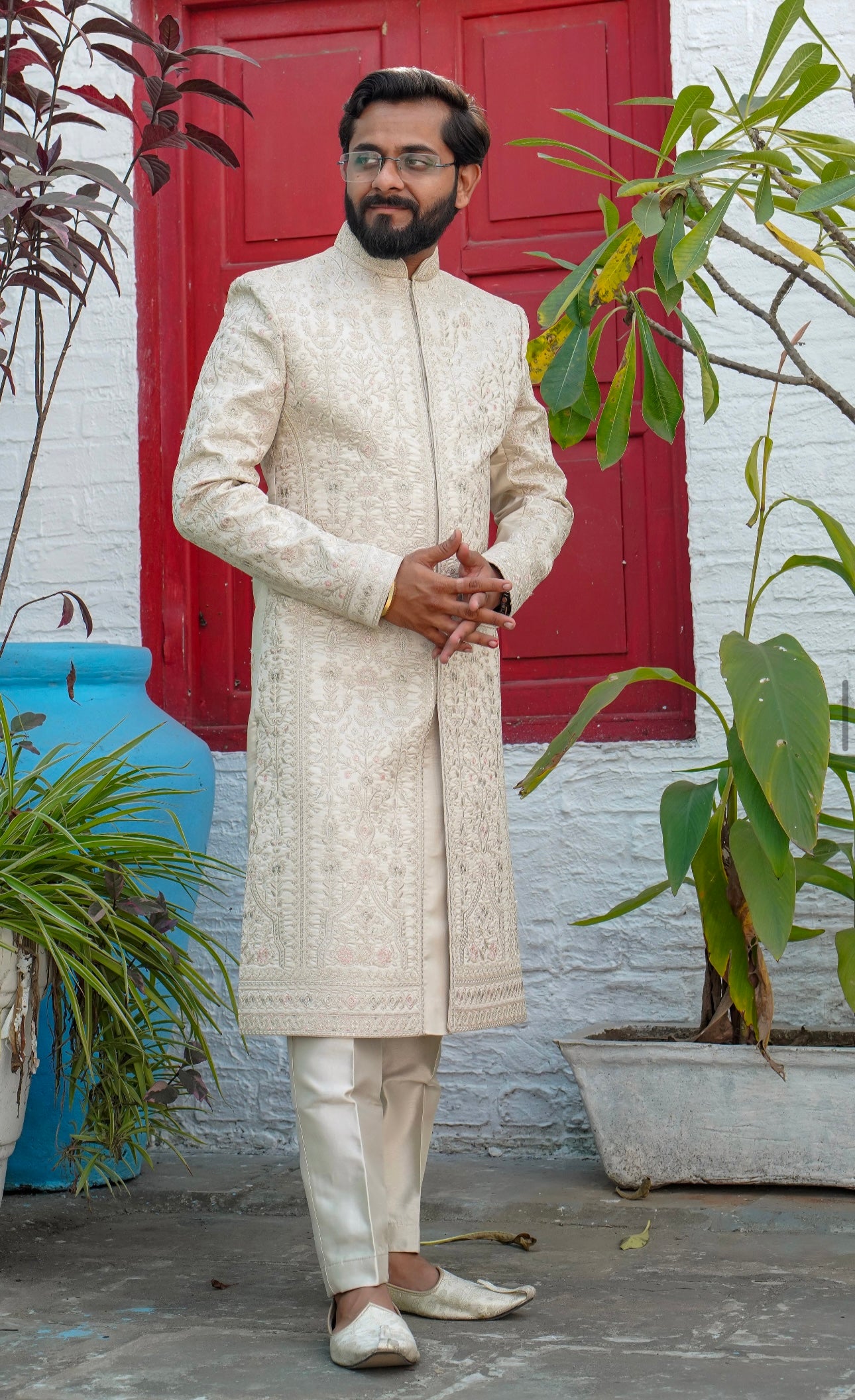 Elegant designer sherwani with intricate embroidery