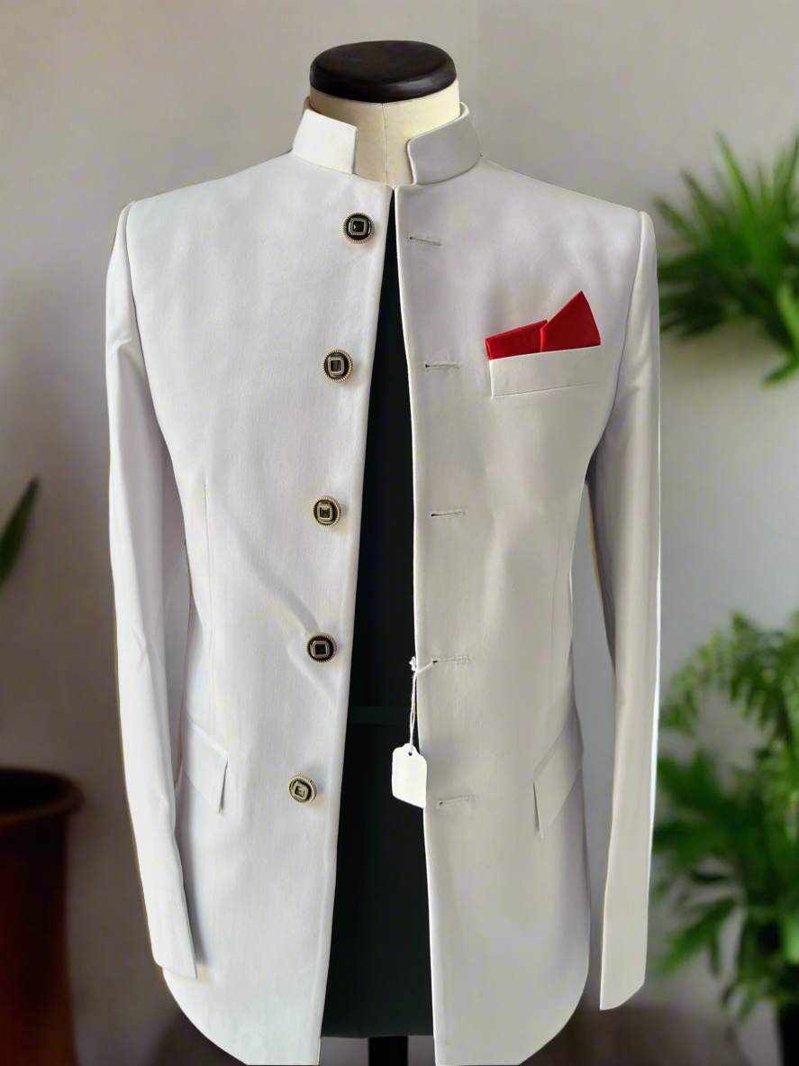 Elegant ivory Jodhpuri outfit for weddings